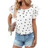 image:imageMakeMeChic Womens Polka Dots Blouse Top Ruffle Tiered Cap Sleeve Crew Neck Summer ShirtWhite