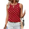image:imageMakeMeChic Womens Polka Dots Keyhole Neck Tank Sleeveless Dressy Shirt TopsRed