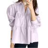 image:imageMakeMeChic Womens Puff Sleeve Button Down Shirt Ruffle Tiered Collared Summer Blouse Office TopPurple