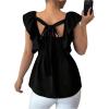 image:imageMakeMeChic Womens Ruffle Cap Sleeve Tie Back Blouse Square Neck Peplum Summer Shirt TopsBlack