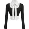 image:imageMakeMeChic Womens Striped Button Front Blouse Long Sleeve Work Crop Tops with TieBlack