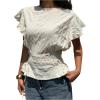 image:imageMakeMeChic Womens Summer Tops 2025 Crew Neck Cap Sleeve Blouse Keyhole Back Dressy ShirtApricot