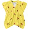 image:imageMakeMeChic Womens Valentines Cherry Print Pleated Blouse Notch V Neck Cap Sleeve Summer Shirt TopsYellow
