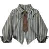 image:imageMakeMeChic Womens Vertical Striped Button Down Shirt Long Sleeve Collared Blouse with TieMulticolor