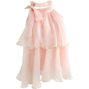image:imageMakeMeChic Womens Tie Neck Halter Tops Tiered Ruffle Sleeveless Blouse Shirt TopPink