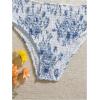 image:imageMAKEMECHIC Girls Ditsy Floral Print 2 Piece Bikini Set Scoop Neck Ruched Triangle Beach Bathing SuitBlue