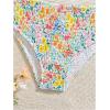 image:imageMAKEMECHIC Girls Ditsy Floral Print 2 Piece Bikini Set Scoop Neck Ruched Triangle Beach Bathing SuitMulticolor