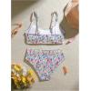 image:imageMAKEMECHIC Girls Ditsy Floral Print 2 Piece Bikini Set Scoop Neck Ruched Triangle Beach Bathing SuitMulticolor a