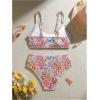 image:imageMAKEMECHIC Girls Ditsy Floral Print 2 Piece Bikini Set Scoop Neck Ruched Triangle Beach Bathing SuitOrange