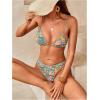 image:imageMakeMeChic Womens 2 Piece Floral Boho Bikini Set Tropical Triangle High Waisted Swimsuit Thong Bathing SuitMulticolor