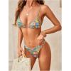 image:imageMakeMeChic Womens 2 Piece Floral Boho Bikini Set Tropical Triangle High Waisted Swimsuit Thong Bathing SuitMulticolor