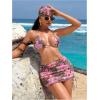 image:imageMakeMeChic Womens 4 Piece Bikini Set Floral Leopard Print Halter Triangle Swimwear with Cover Up SkirtMulticolor