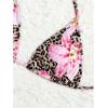 image:imageMakeMeChic Womens 4 Piece Bikini Set Floral Leopard Print Halter Triangle Swimwear with Cover Up SkirtMulticolor