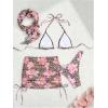 image:imageMakeMeChic Womens 4 Piece Bikini Set Floral Leopard Print Halter Triangle Swimwear with Cover Up SkirtMulticolor