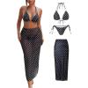 image:imageMakeMeChic Womens Bikini Sets Polka Dots Halter Tie Side Swimsuit with Beach Skirt Black and White XLarge