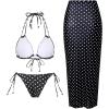 image:imageMakeMeChic Womens Bikini Sets Polka Dots Halter Tie Side Swimsuit with Beach Skirt Black and White XLarge