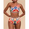 image:imageMakeMeChic Womens High Waisted Bikini Set Floral One Shoulder Boho Swimwear Bathing Suit SwimsuitMulticolor