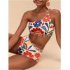 image:imageMakeMeChic Womens High Waisted Bikini Set Floral One Shoulder Boho Swimwear Bathing Suit SwimsuitMulticolor