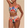 image:imageMakeMeChic Womens High Waisted Bikini Set Floral One Shoulder Boho Swimwear Bathing Suit SwimsuitMulticolor