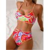 image:imageMakeMeChic Womens High Waisted Bikini Sets Bathing Suit Swimsuit Tropical Boho SwimwearRed Multi