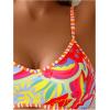 image:imageMakeMeChic Womens High Waisted Bikini Sets Bathing Suit Swimsuit Tropical Boho SwimwearRed Multi