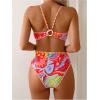 image:imageMakeMeChic Womens High Waisted Bikini Sets Bathing Suit Swimsuit Tropical Boho SwimwearRed Multi