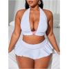image:imageMakeMeChic Womens Plus Size Bikini Sets Criss Cross Halter Tie Back Ruffle SwimsuitsWhite