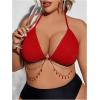 image:imageMakeMeChic Womens Plus Size Bikini Top Halter Triangle Tie Backless Swimwear Swim TopsRed