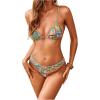 image:imageMakeMeChic Womens 2 Piece Floral Boho Bikini Set Tropical Triangle High Waisted Swimsuit Thong Bathing SuitMulticolor