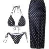 image:imageMakeMeChic Womens Bikini Sets Polka Dots Halter Tie Side Swimsuit with Beach Skirt Black and White XLarge