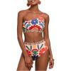 image:imageMakeMeChic Womens High Waisted Bikini Set Floral One Shoulder Boho Swimwear Bathing Suit SwimsuitMulticolor