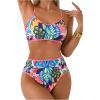 image:imageMakeMeChic Womens High Waisted Bikini Sets Bathing Suit Swimsuit Tropical Boho SwimwearMulticolor