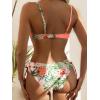 image:imageMakeMeChic Womens 2 Piece Bikini Set Tropical Print Wrap Push Up Spaghetti Strap Tie Side Bathing SuitCoral Orange