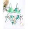 image:imageMakeMeChic Womens 2 Piece Bikini Set Tropical Print Wrap Push Up Spaghetti Strap Tie Side Bathing SuitMulticolor