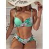 image:imageMakeMeChic Womens 2 Piece Bikini Set Tropical Print Wrap Push Up Spaghetti Strap Tie Side Bathing SuitMulticolor