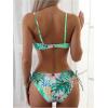 image:imageMakeMeChic Womens 2 Piece Bikini Set Tropical Print Wrap Push Up Spaghetti Strap Tie Side Bathing SuitMulticolor