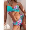 image:imageMakeMeChic Womens 2 Piece Bikini Set Tropical Print Wrap Push Up Spaghetti Strap Tie Side Bathing SuitMulticolor B