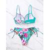 image:imageMakeMeChic Womens 2 Piece Bikini Set Tropical Print Wrap Push Up Spaghetti Strap Tie Side Bathing SuitMulticolor B