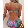 image:imageMakeMeChic Womens 2 Piece Bikini Set Tropical Print Wrap Push Up Spaghetti Strap Tie Side Bathing SuitMulticolor B
