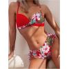 image:imageMakeMeChic Womens 2 Piece Bikini Set Tropical Print Wrap Push Up Spaghetti Strap Tie Side Bathing SuitMulticolor C