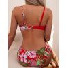 image:imageMakeMeChic Womens 2 Piece Bikini Set Tropical Print Wrap Push Up Spaghetti Strap Tie Side Bathing SuitMulticolor C