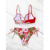 image:imageMakeMeChic Womens 2 Piece Bikini Set Tropical Print Wrap Push Up Spaghetti Strap Tie Side Bathing SuitMulticolor C