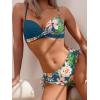 image:imageMakeMeChic Womens 2 Piece Bikini Set Tropical Print Wrap Push Up Spaghetti Strap Tie Side Bathing SuitMulticolor D