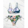 image:imageMakeMeChic Womens 2 Piece Bikini Set Tropical Print Wrap Push Up Spaghetti Strap Tie Side Bathing SuitMulticolor D