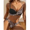 image:imageMakeMeChic Womens 2 Piece Bikini Set Tropical Print Wrap Push Up Spaghetti Strap Tie Side Bathing SuitMulticolor a