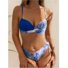 image:imageMakeMeChic Womens 2 Piece Bikini Set Tropical Print Wrap Push Up Spaghetti Strap Tie Side Bathing SuitRoyal Blue