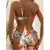 image:imageMakeMeChic Womens 2 Piece Bikini Set Tropical Print Wrap Push Up Spaghetti Strap Tie Side Bathing SuitRusty Rose