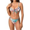 image:imageMakeMeChic Womens Boho Bikini Sets Paisley Print Ruched Cut Out Tie Front Swimsuit Bathing Suits BeachwearMulticolor