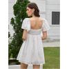 image:imageMakeMeChic Womens Casual Ruffle Mini Dress Summer Flutter Sleeve V Neck Tie Front Cutout A Line DressWhite