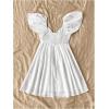 image:imageMakeMeChic Womens Casual Ruffle Mini Dress Summer Flutter Sleeve V Neck Tie Front Cutout A Line DressWhite